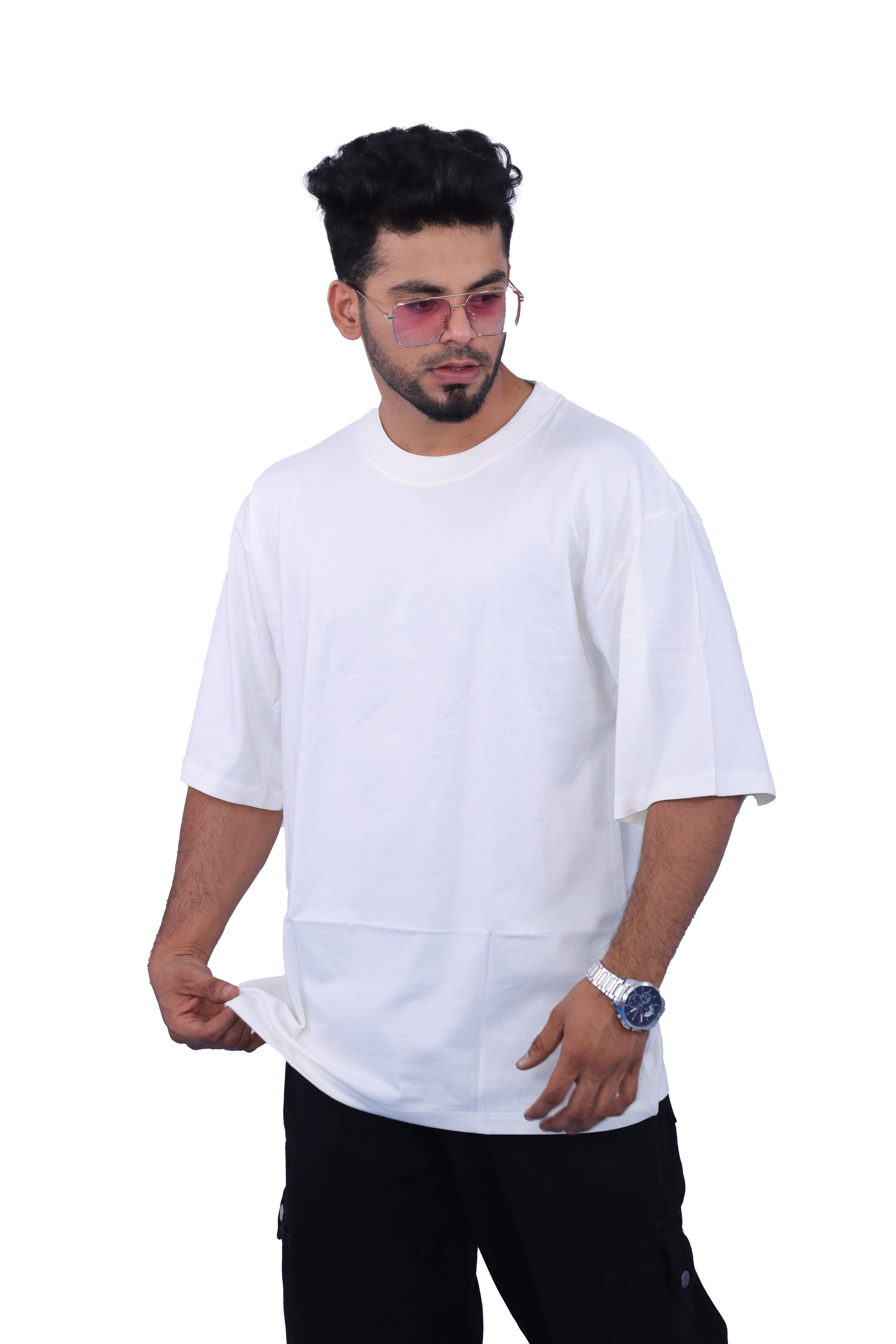 White Cotton Oversize 220GSM Round Neck Tshirts