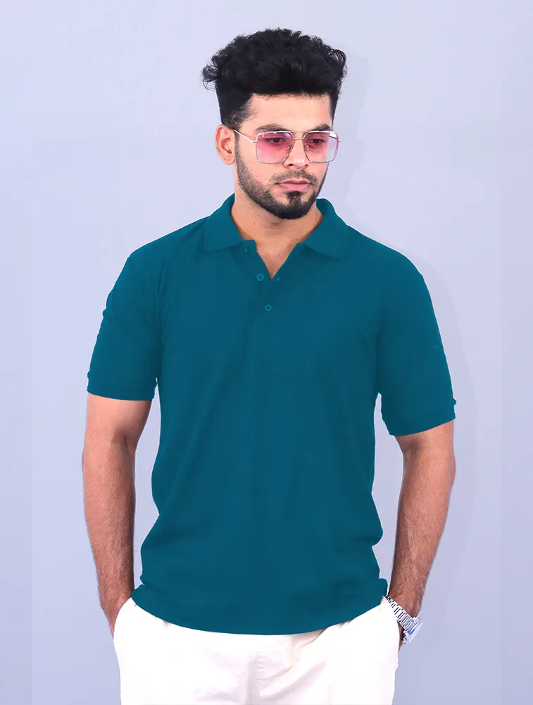 Petrol Blue Premium Cotton Polo 240GSM T-Shirts