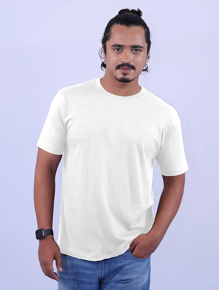 White Cotton Round Neck 180GSM Half Sleeve Tshirts