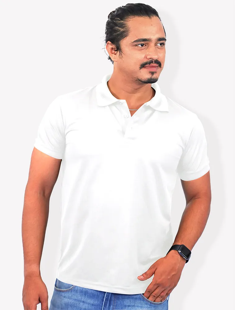 White Dri Fit Mars Polo Half Sleeve 200GSM Tshirts