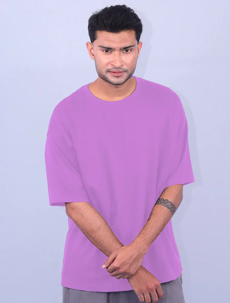 Lavendar Oversize Cotton French Terry Half Sleeve 240 GSM Tshirts