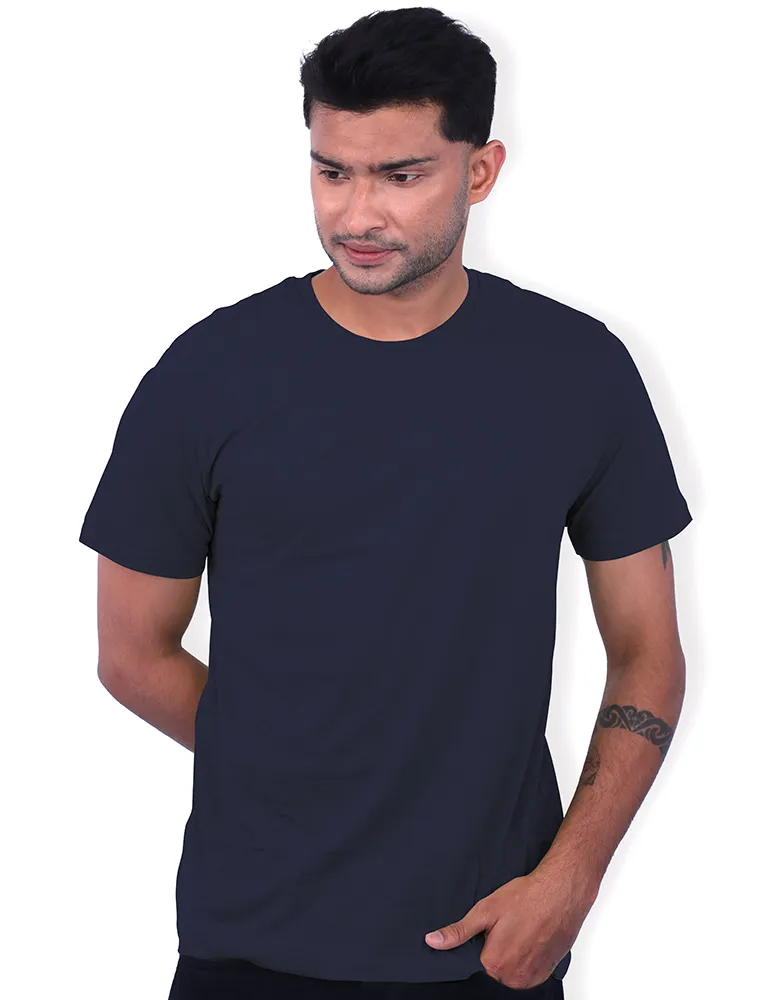 Navy Blue Polycotton 180GSM Round Neck Tshirts