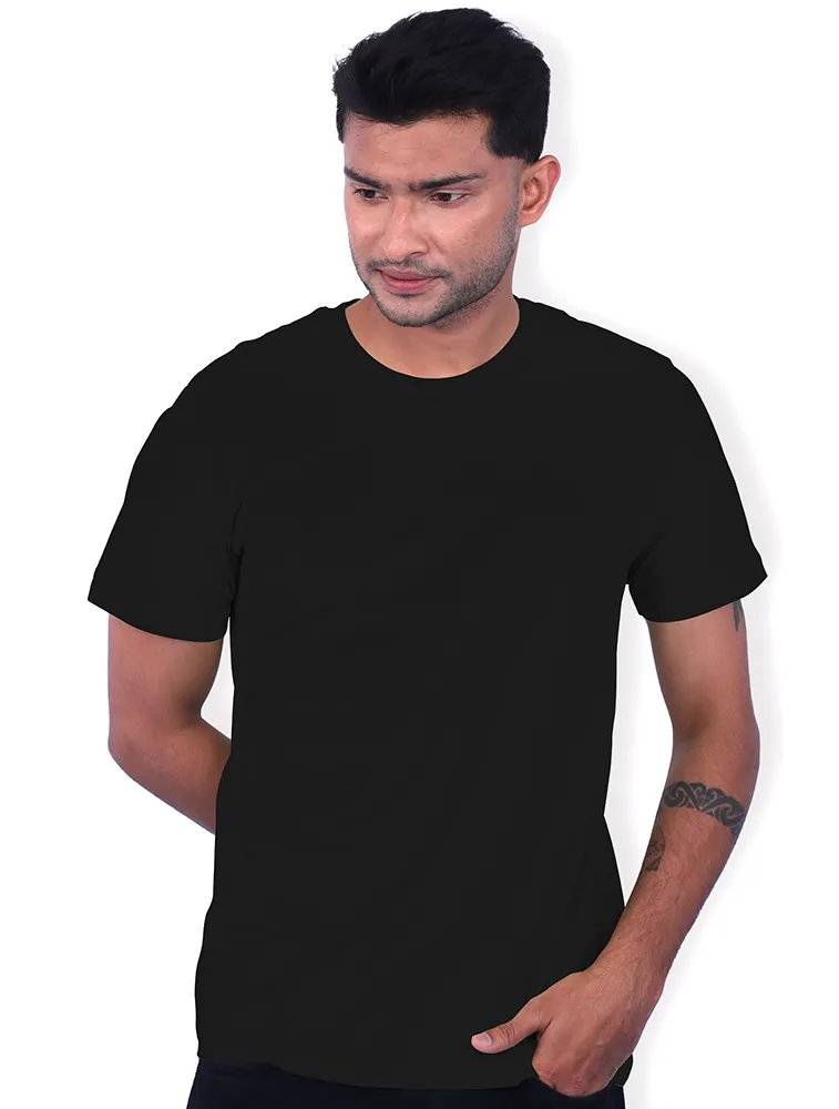 Black Polycotton 180GSM Round Neck Tshirts