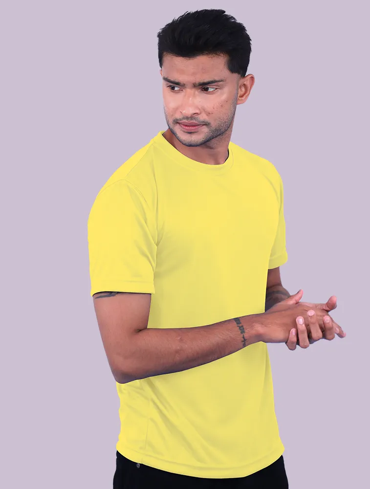 Yellow Dot Knit Round Neck Half Sleeve 150 GSM TShirts