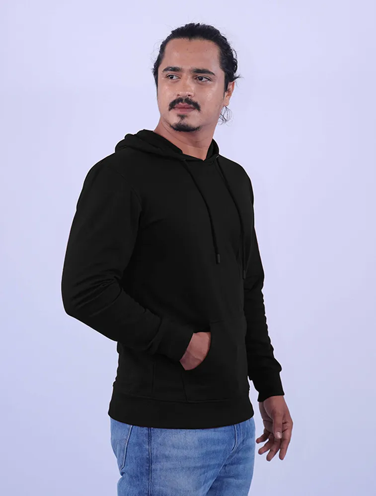 Black Cotton Hoodie without Zipper 300GSM