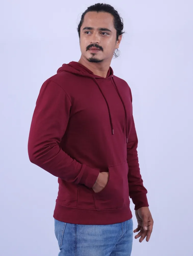 SMT Maroon Cotton Hoodie without Zipper 300GSM