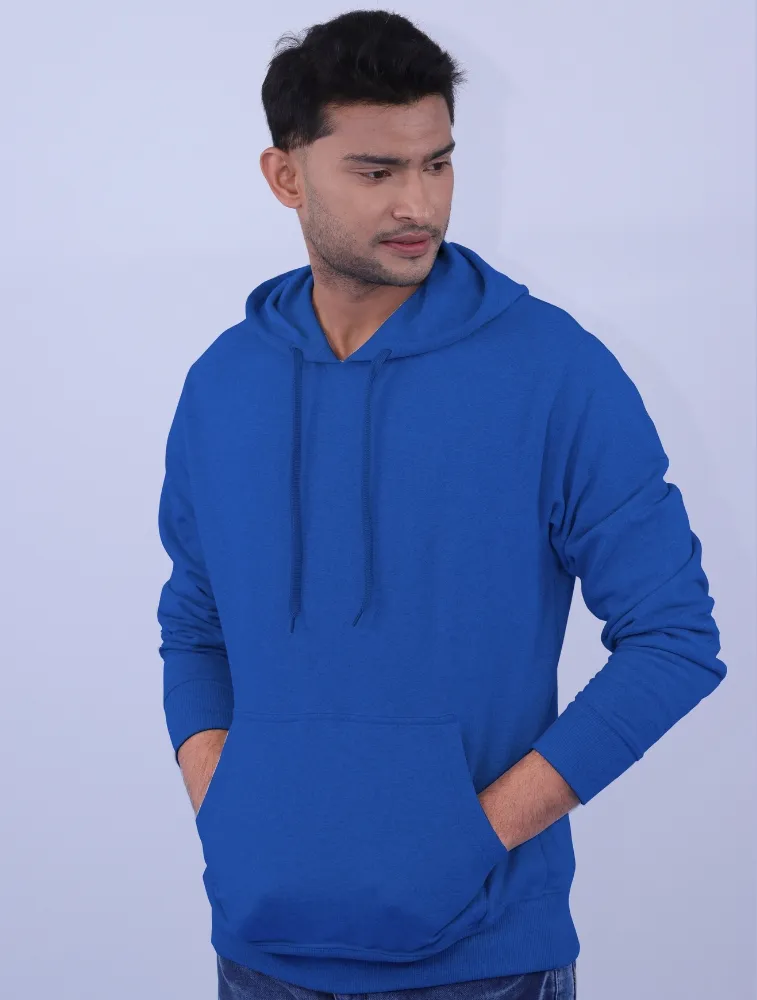 Royal Blue Polycotton Hoodie without Zipper 300GSM