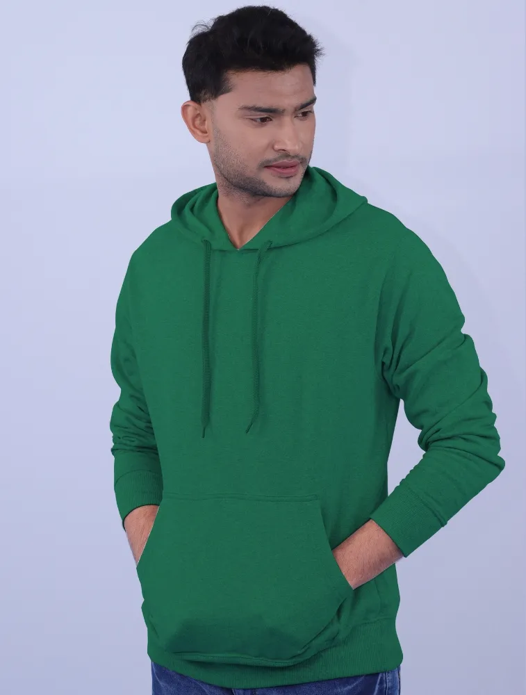 Jade Green Polycotton Hoodie without Zipper | Pure 100 % Cotton Sweatshirt