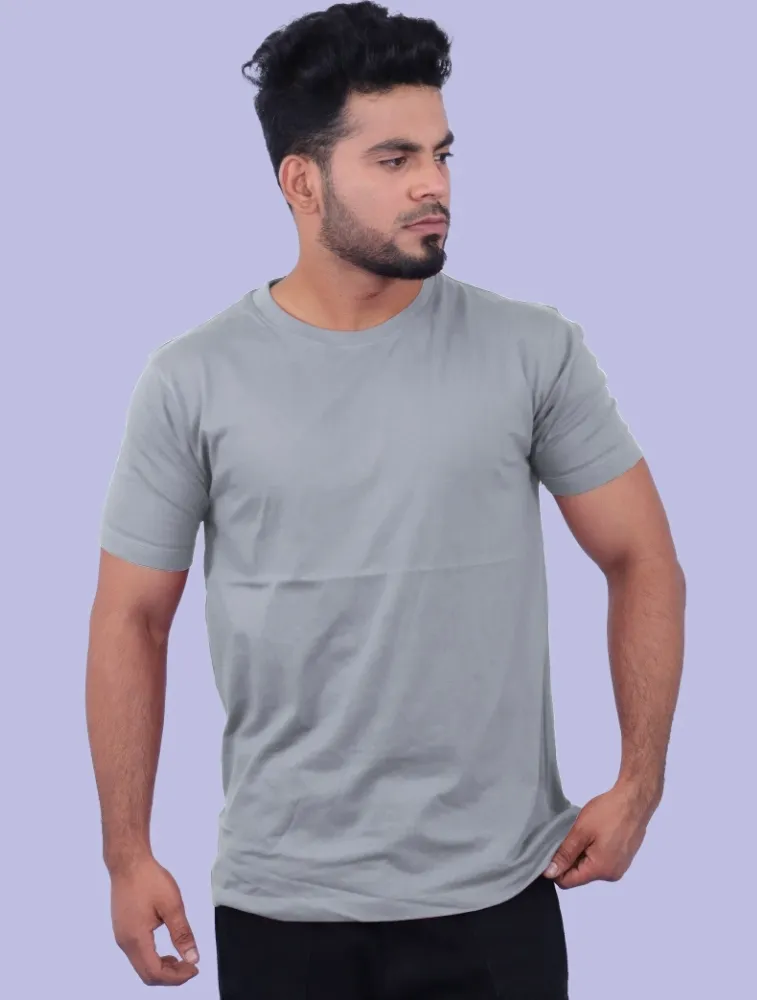  S Grey Cotton Round Neck 180GSM Half Sleeve T-shirts 