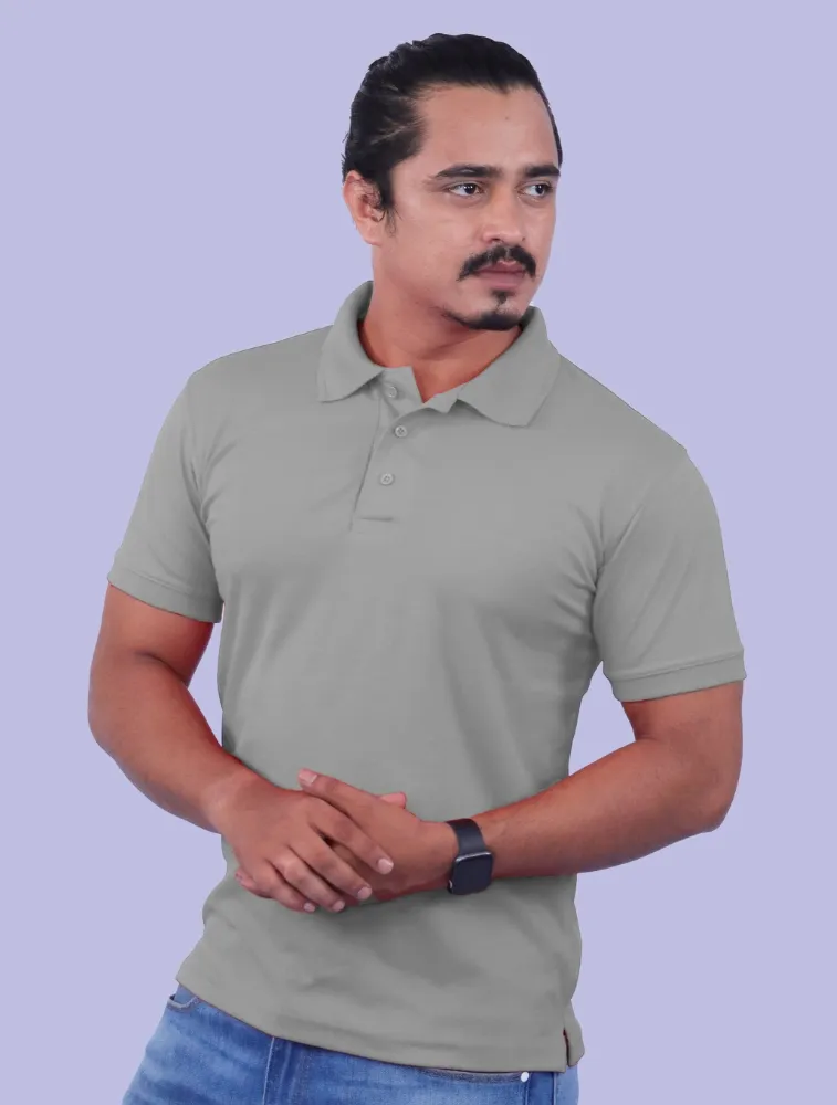 Grey Cotton Polo Half sleeve 220GSM T-shirts