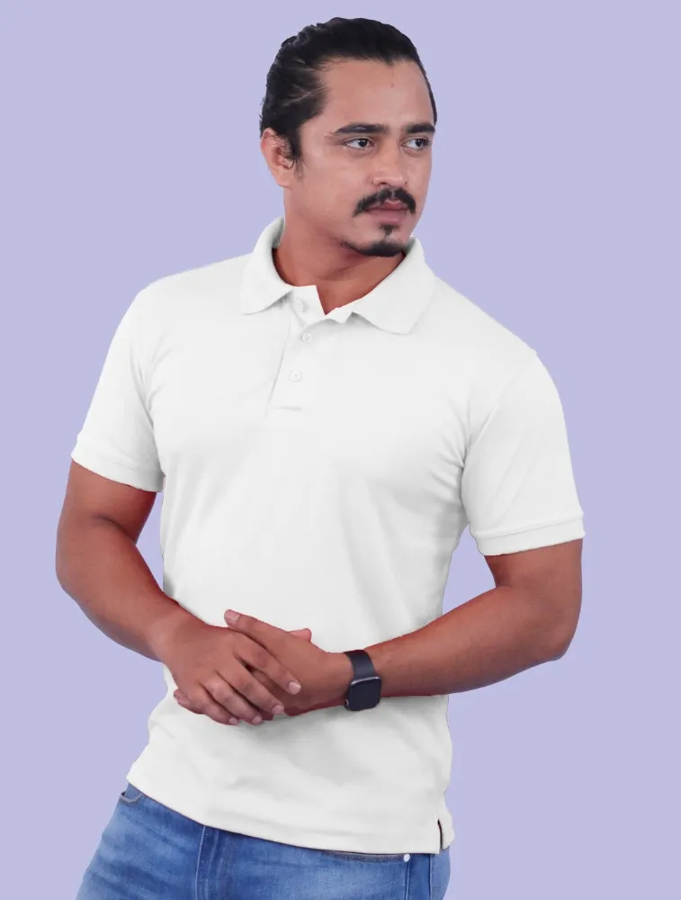 White Cotton Polo Half sleeve 220GSM T-shirts