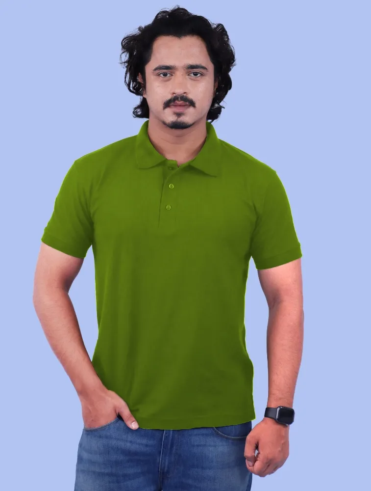Olive Green Polycotton Polo Half Sleeve 220 GSM TShirts