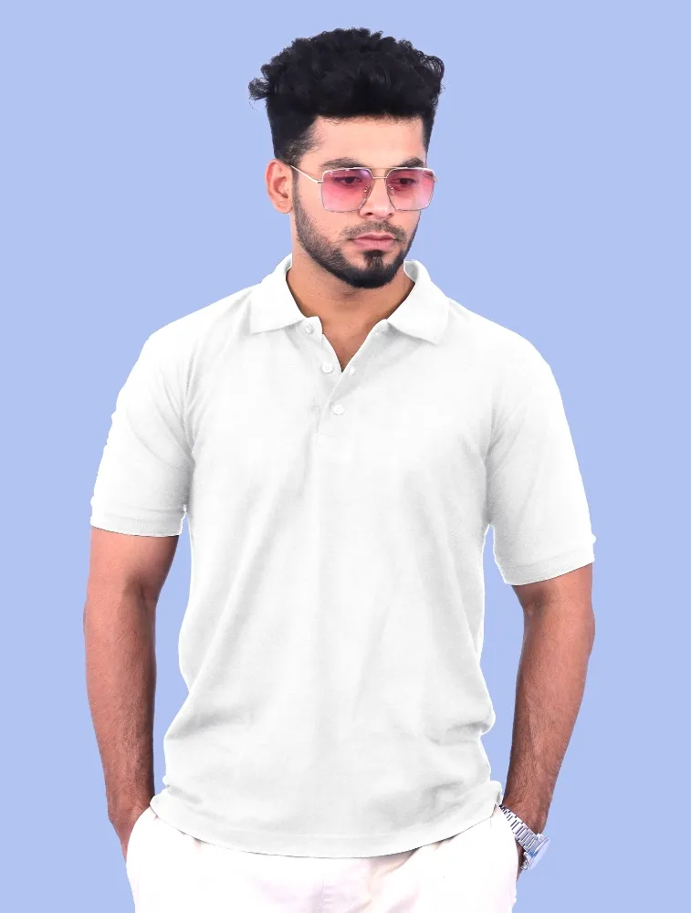 White Premium Cotton Polo 240GSM T-Shirts