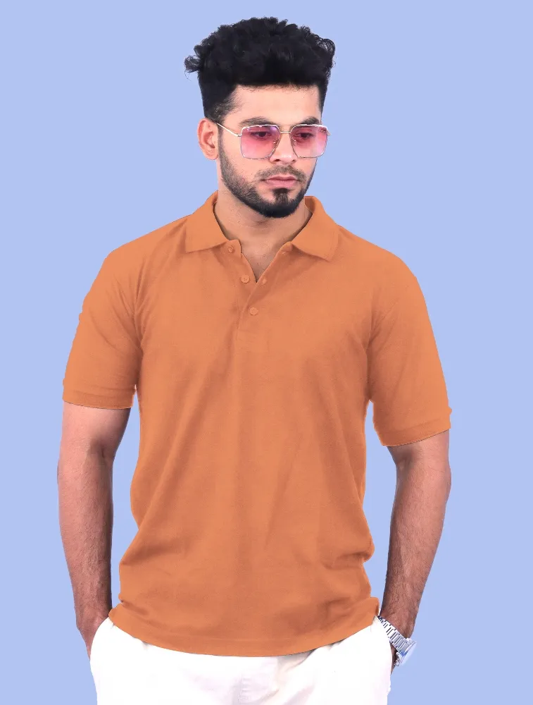 Pastel Orange Premium Cotton Polo 240GSM T-Shirts
