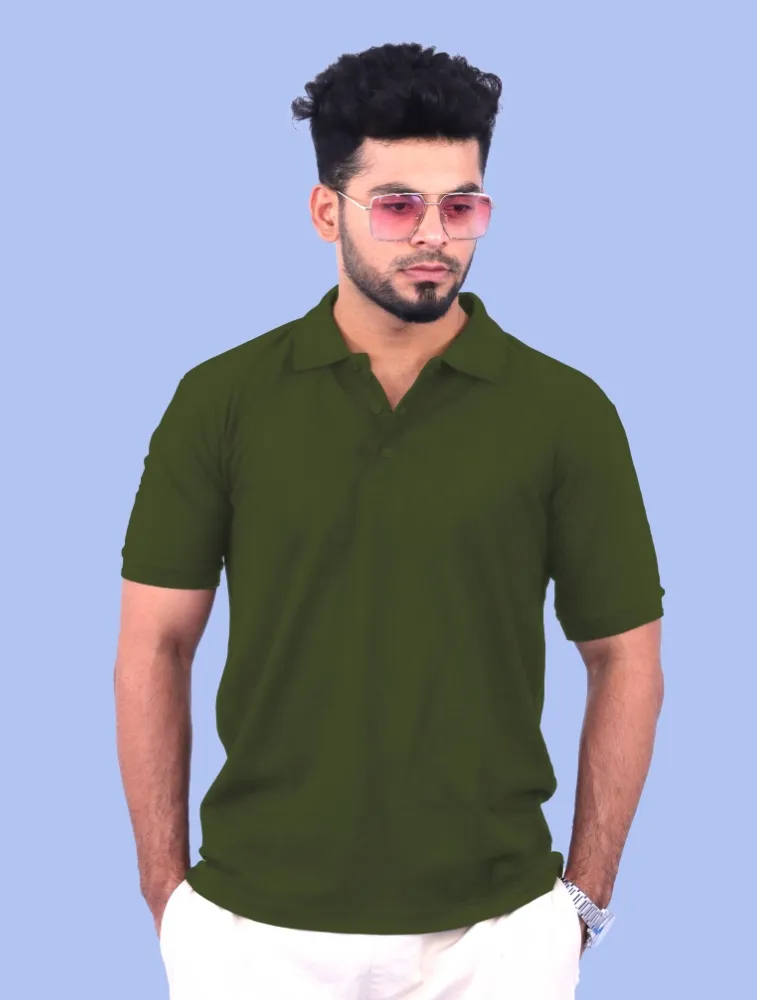 Olive Green Premium Cotton Polo 240GSM T-Shirts