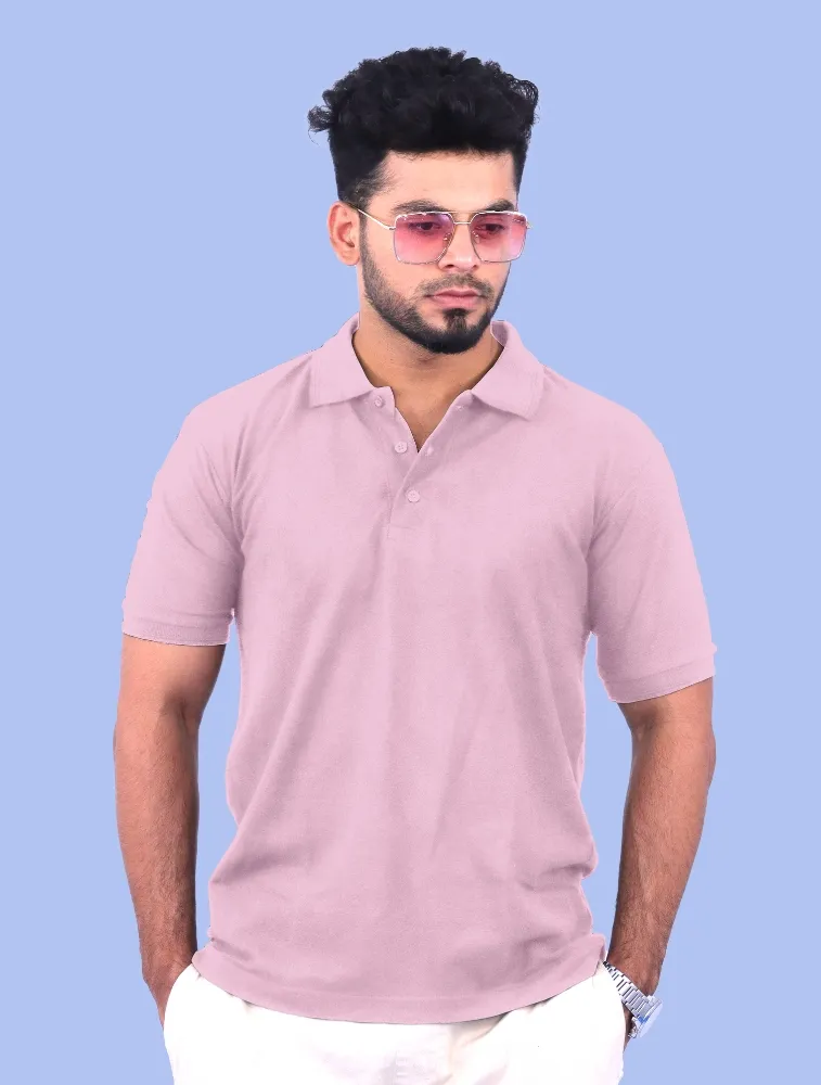 Soft Pink Premium Cotton Polo 240GSM T-Shirts