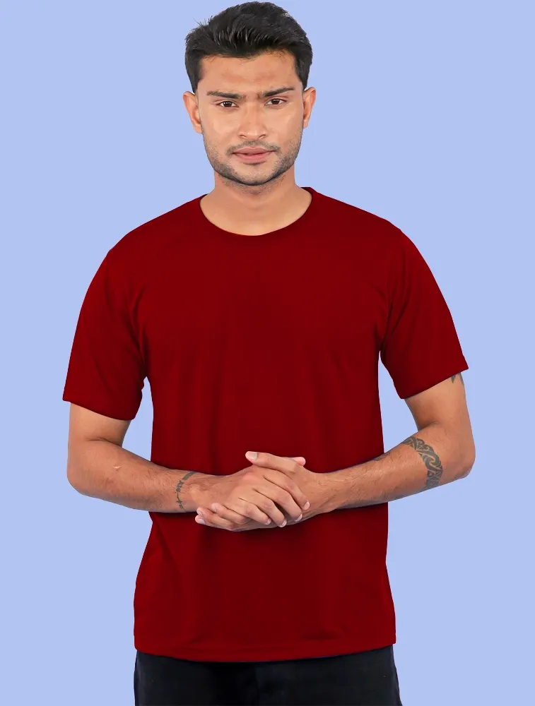 SMT Maroon Polycotton 180GSM Round Neck Tshirts