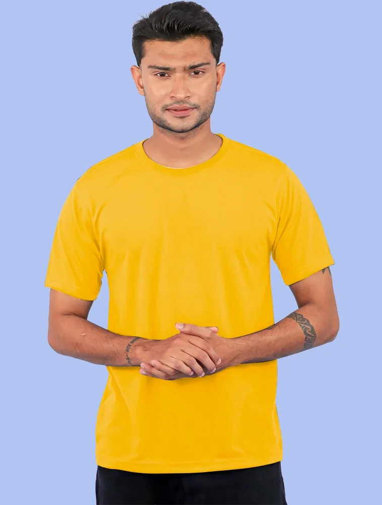 Golden Yellow Polycotton 180GSM Round Neck Tshirts