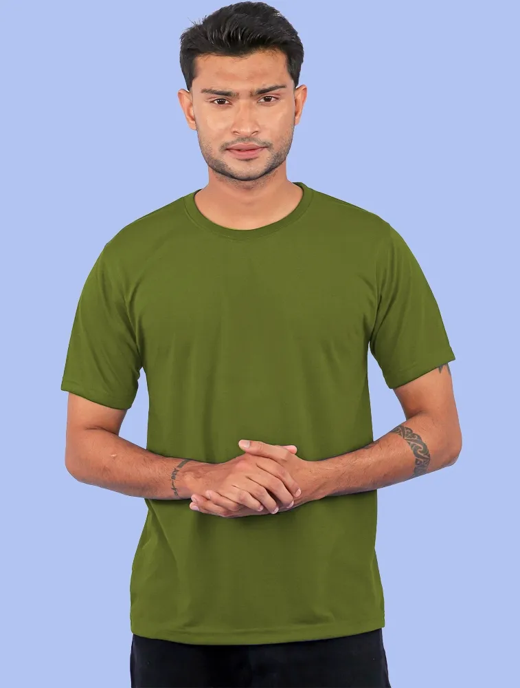 Olive Green Polycotton 180GSM Round Neck Tshirts
