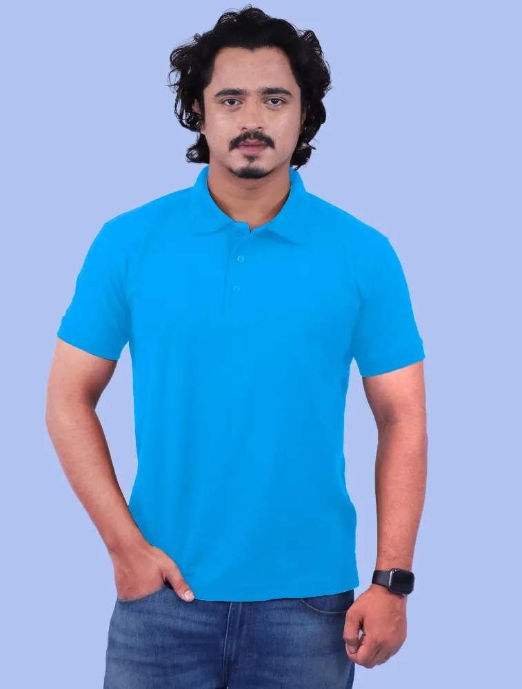 Sky blue Polycotton  Polo Half Sleeve 220 GSM T-Shirts