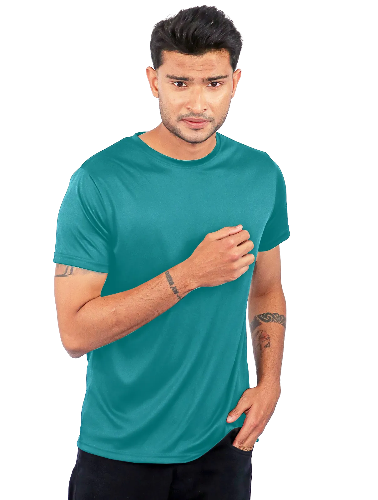 Teal Dot Knit Round Neck 150 GSM Half Sleeve TShirts