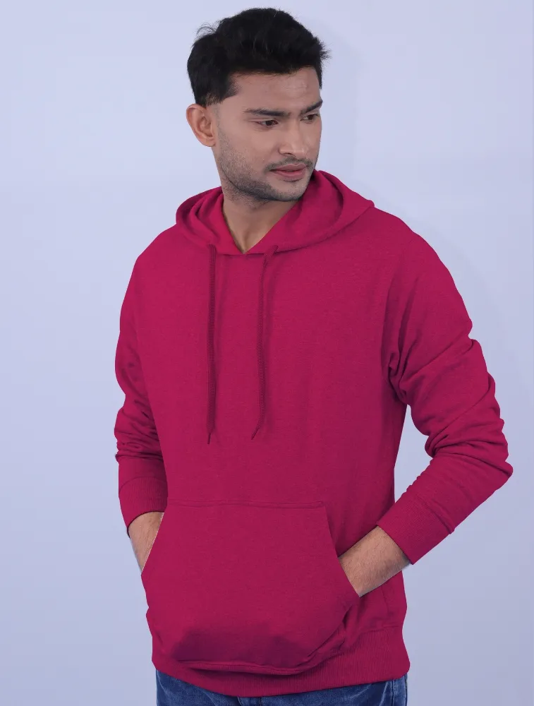 Rani Rose Polycotton Hoodie without Zipper | Pure and Rich Cotton Fleece 300 GSM