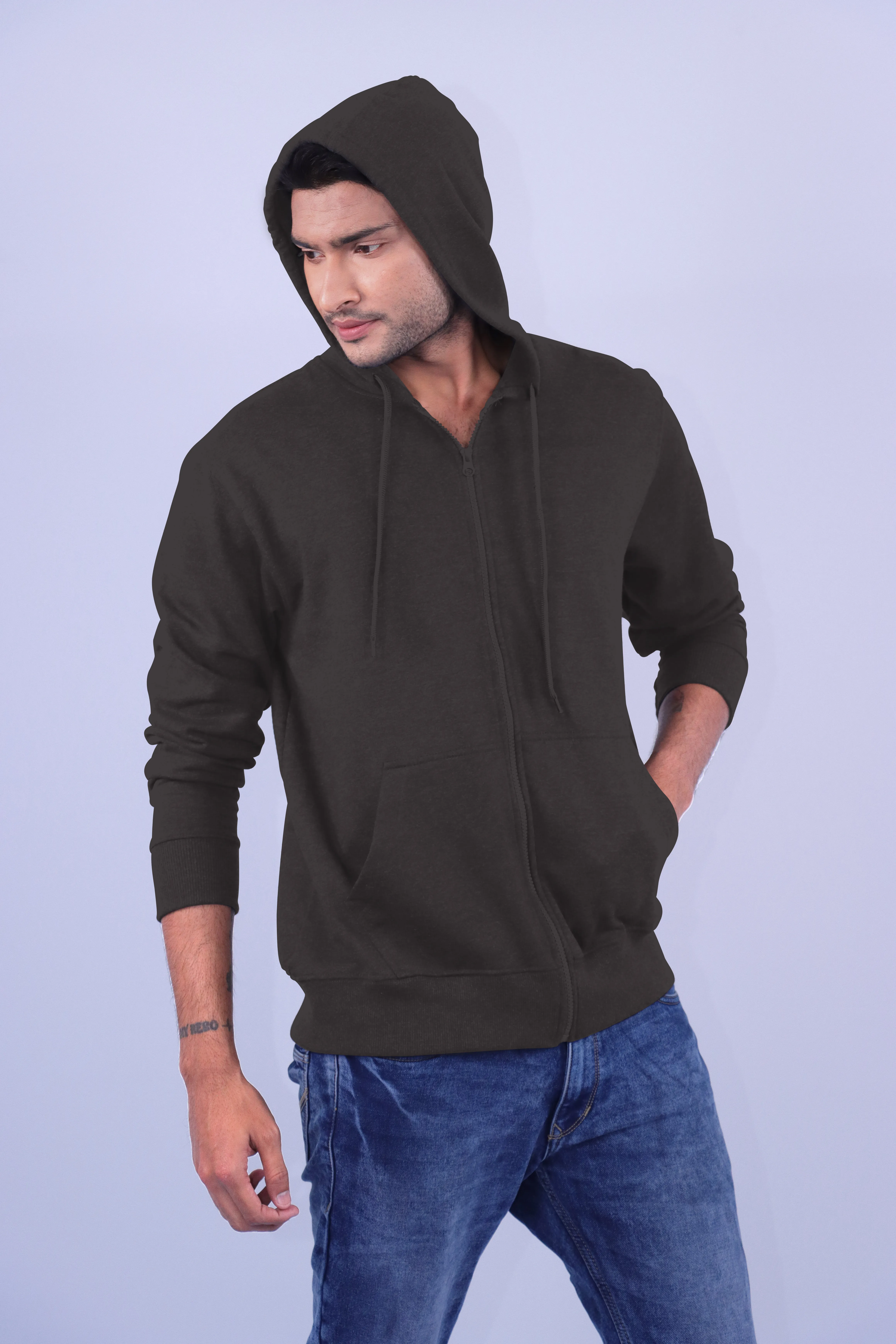 SMT Charcoal Polycotton Hoodie with Zipper 300GSM