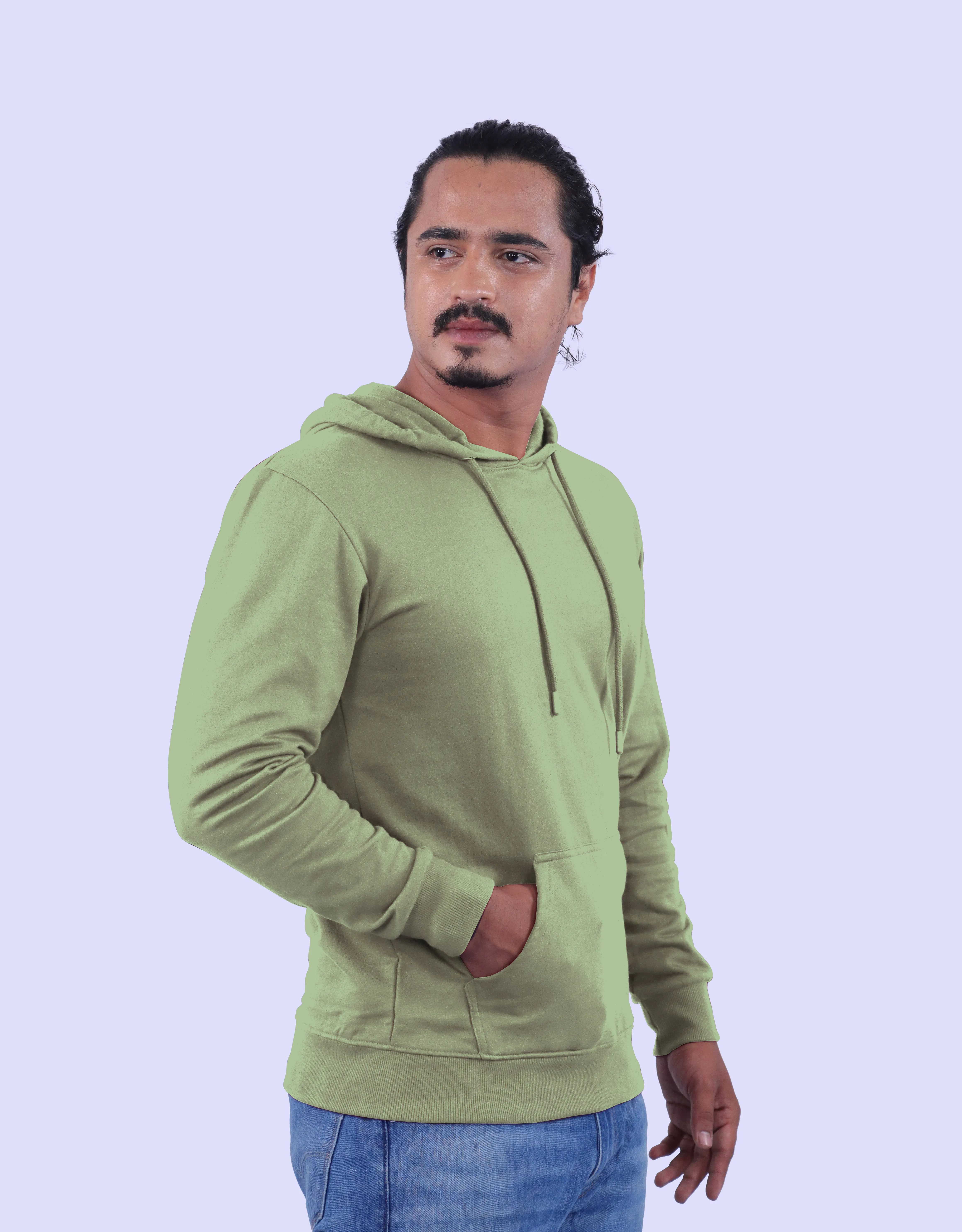 Aqua Green  Cotton Hoodie without Zipper 300GSM
