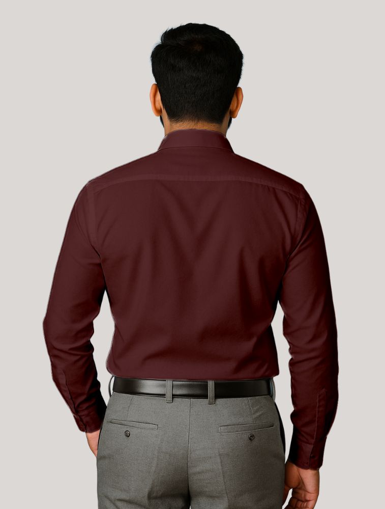 Maroon Polyviscose Full Sleeve Shirt With Pocket