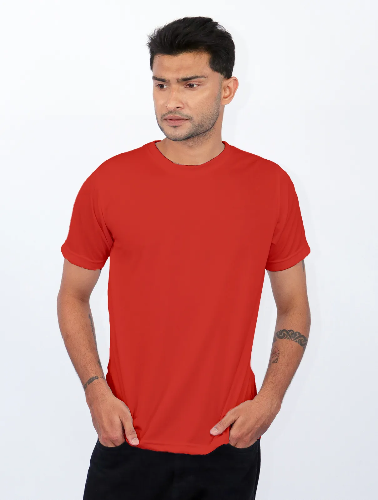 Red Polyester Round Neck 140GSM T-shirts