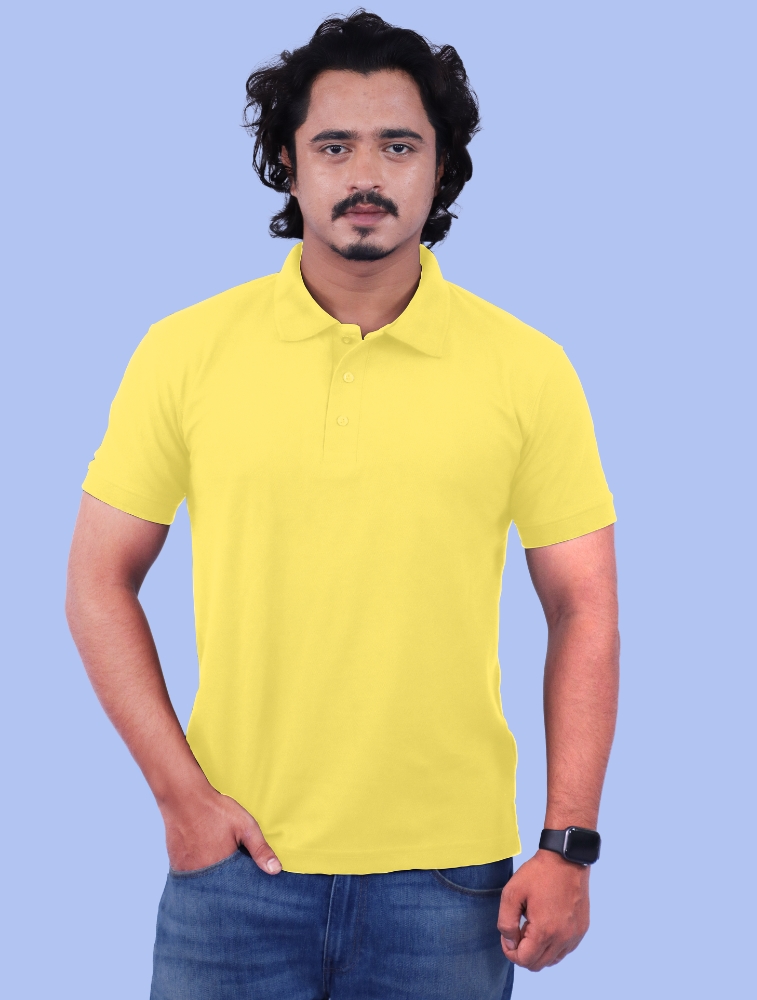 Light Yellow Polycotton Polo Half sleeve 220GSM T-shirts