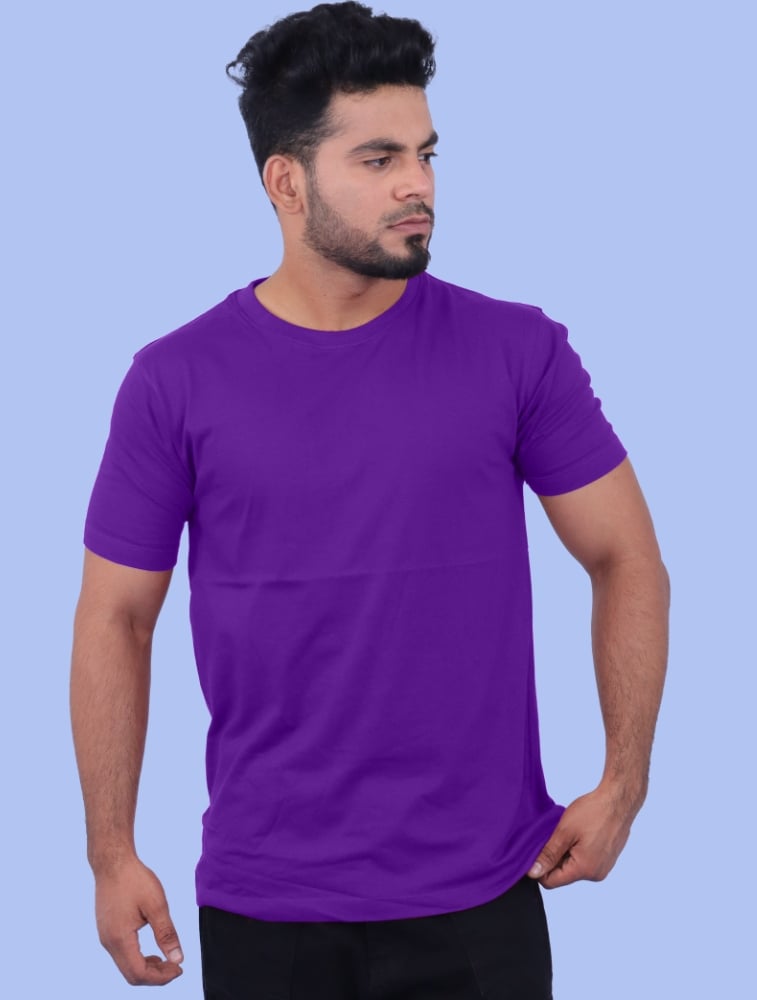 Purple Polycotton 180GSM Round Neck Tshirts