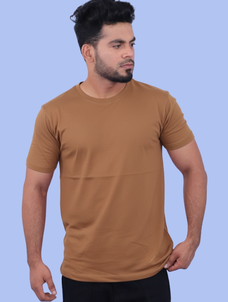 Dark Biscuit Cotton Round Neck 180GSM Half Sleeve T-shirts 