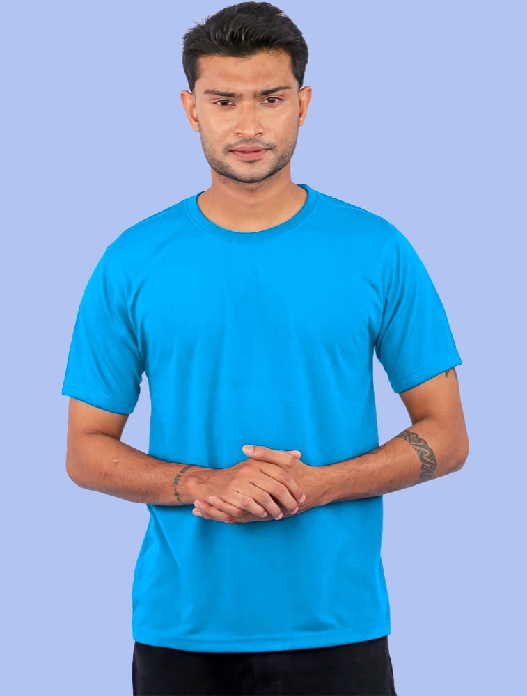 Sky Blue Polycotton 180GSM Round Neck Tshirts
