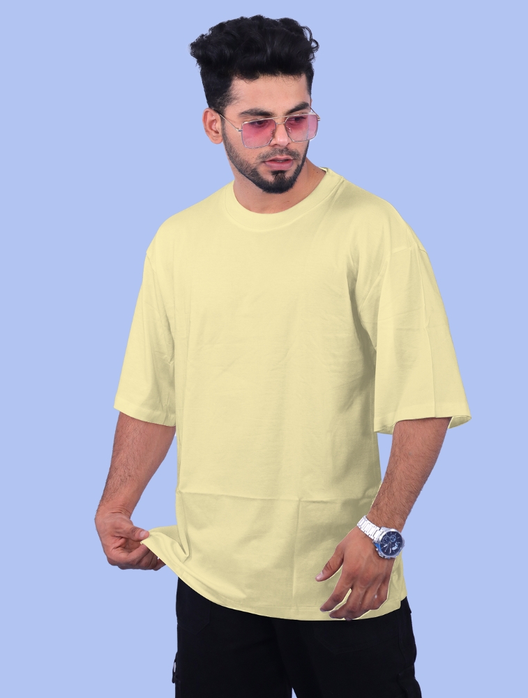 Light Yellow Cotton 180GSM Oversize T-shirts