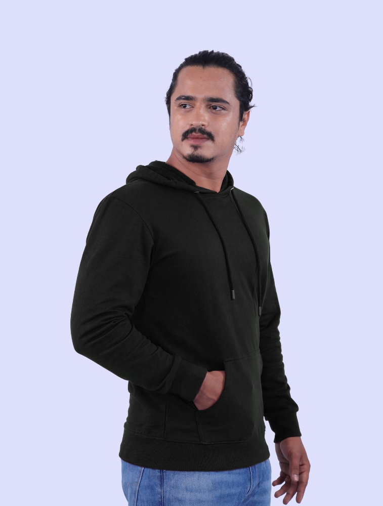 Black Cotton Hoodie without Zipper 300GSM