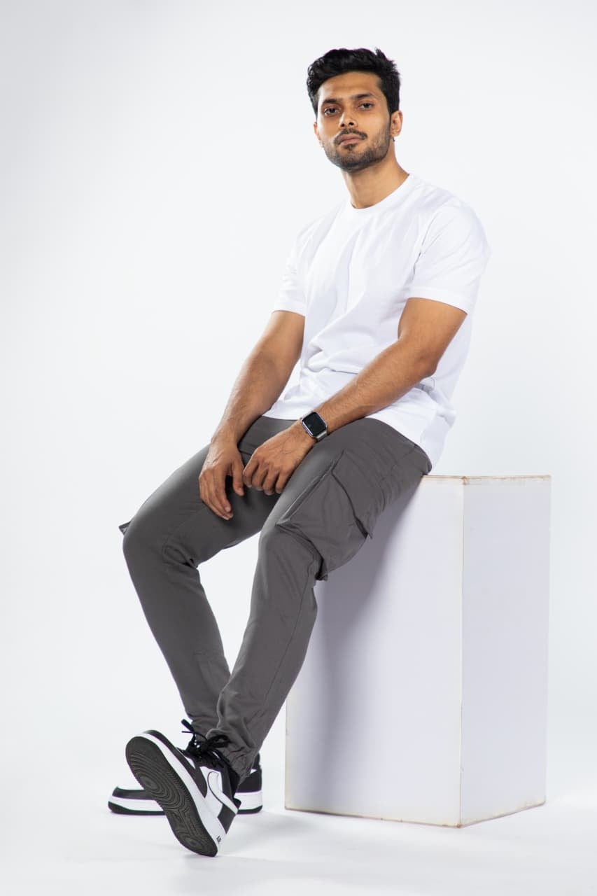 Grey Cotton French Terry 250GSM Cargo