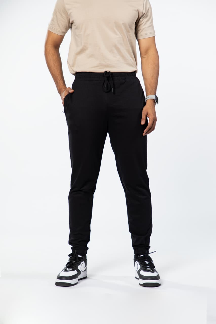 Black Cotton French Terry 250GSM Joggers
