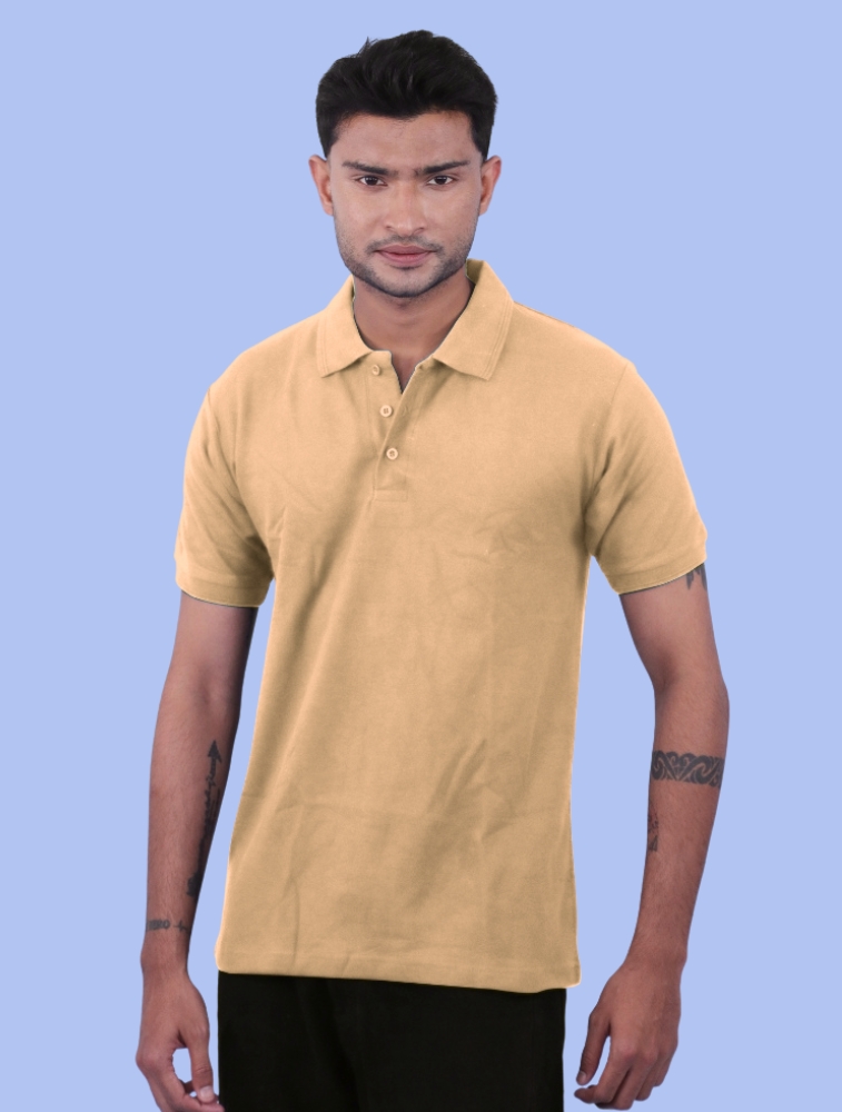 Beige Cotton Polo Half Sleeve 240 GSM T-Shirts