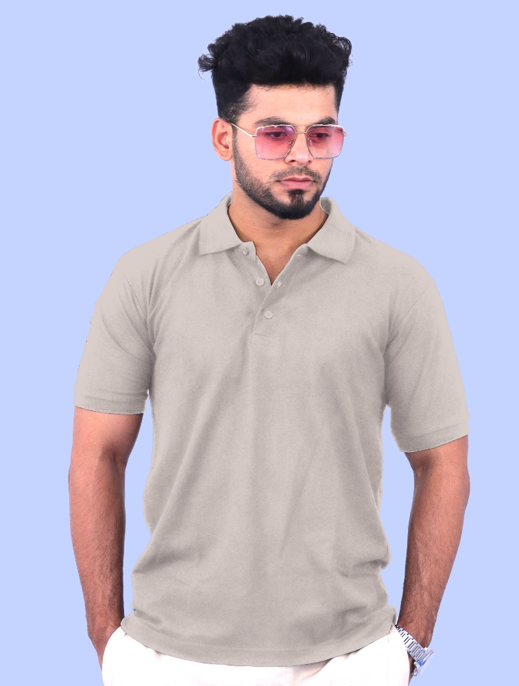 Beige Polycotton Polo Half Sleeve 220 GSM T-Shirts