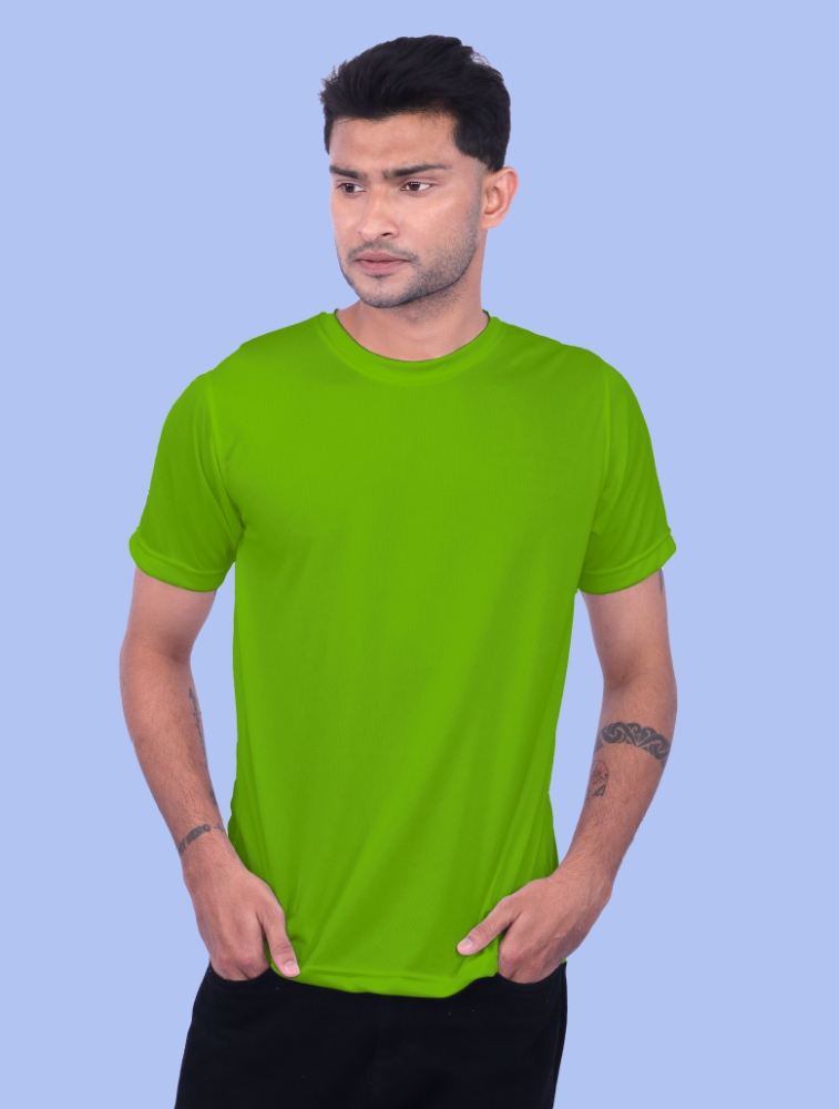 Grass Green Polyester Round Neck 140GSM T-shirts