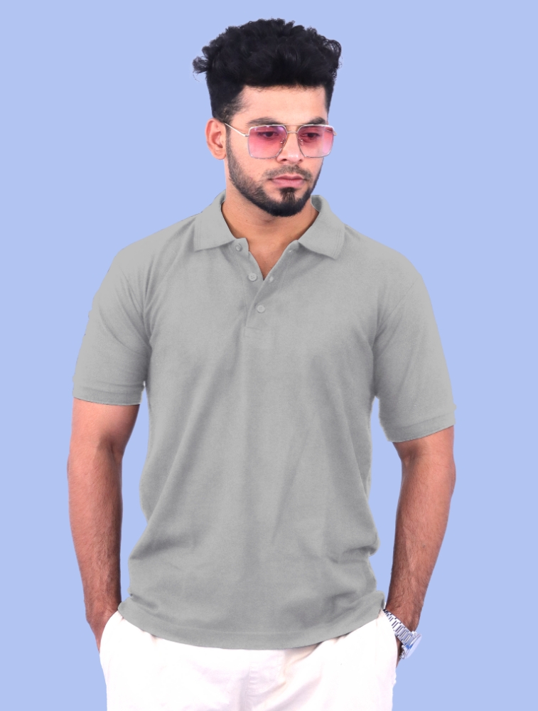 Grey Melange Premium Cotton Polo 240GSM T-Shirts