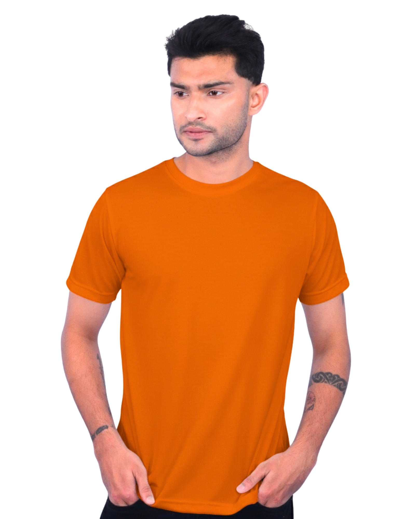 Orange Polyester Round Neck 140GSM T-shirts