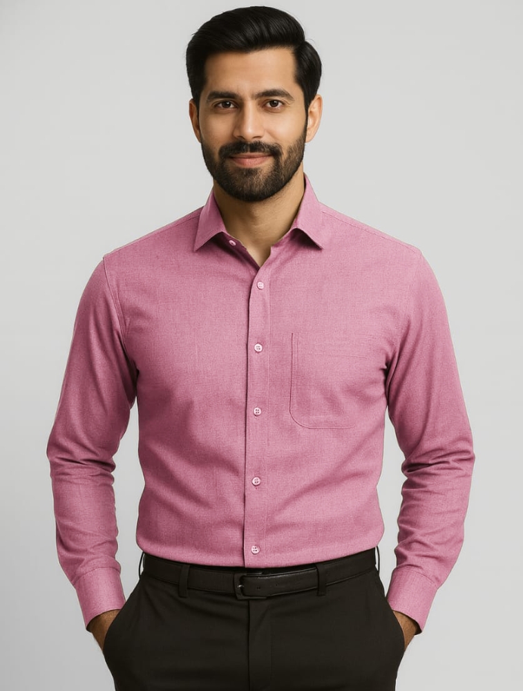 SMT Pink Filafil Polycotton Full Sleeve Shirt With Pocket