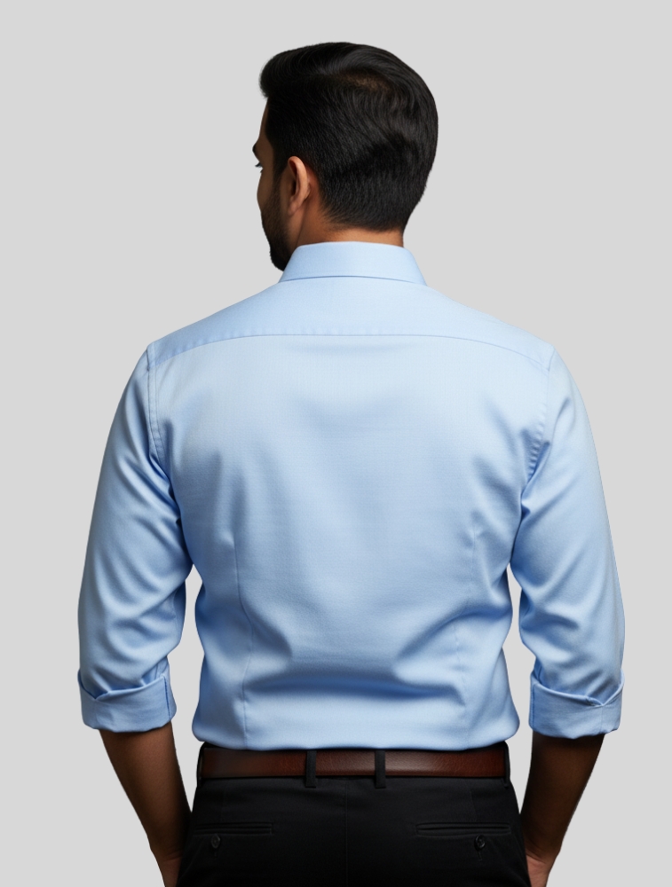 Sky Blue Twill Polycotton Full Sleeve Shirt with Pocket